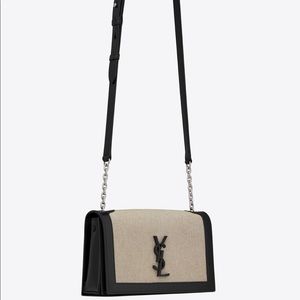 Saint Laurent Book Bag in Canvas/Smooth Leather